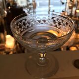 4 old glass champagne cups