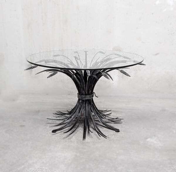 Table basse aux épis de blé, ''Coco Chanel'' par Goossens, Circa 1970