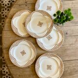 Set of 6 vintage flat ironstone plates, Andalous model from Longwy
