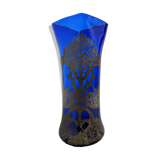 Art nouveau vase in blue blown glass from Sèvres
