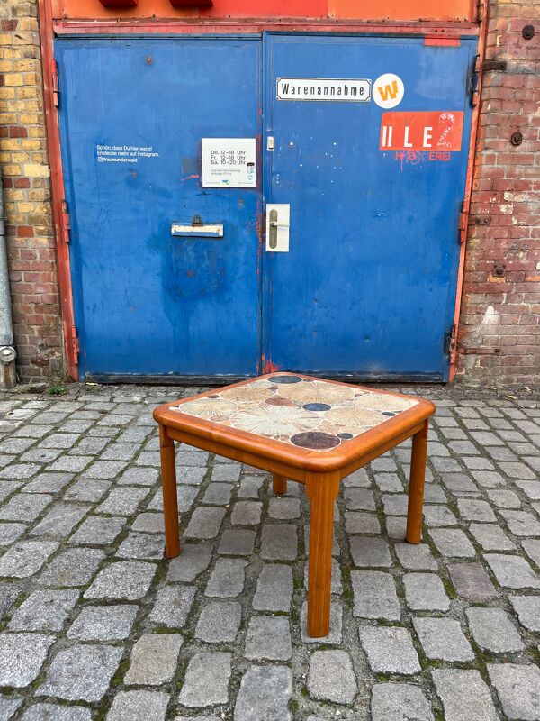 Table basse en teck avec carreaux par Tue Poulsen pour Haslev