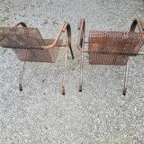 Pair of perforated metal armchairs by René Malaval 1950
