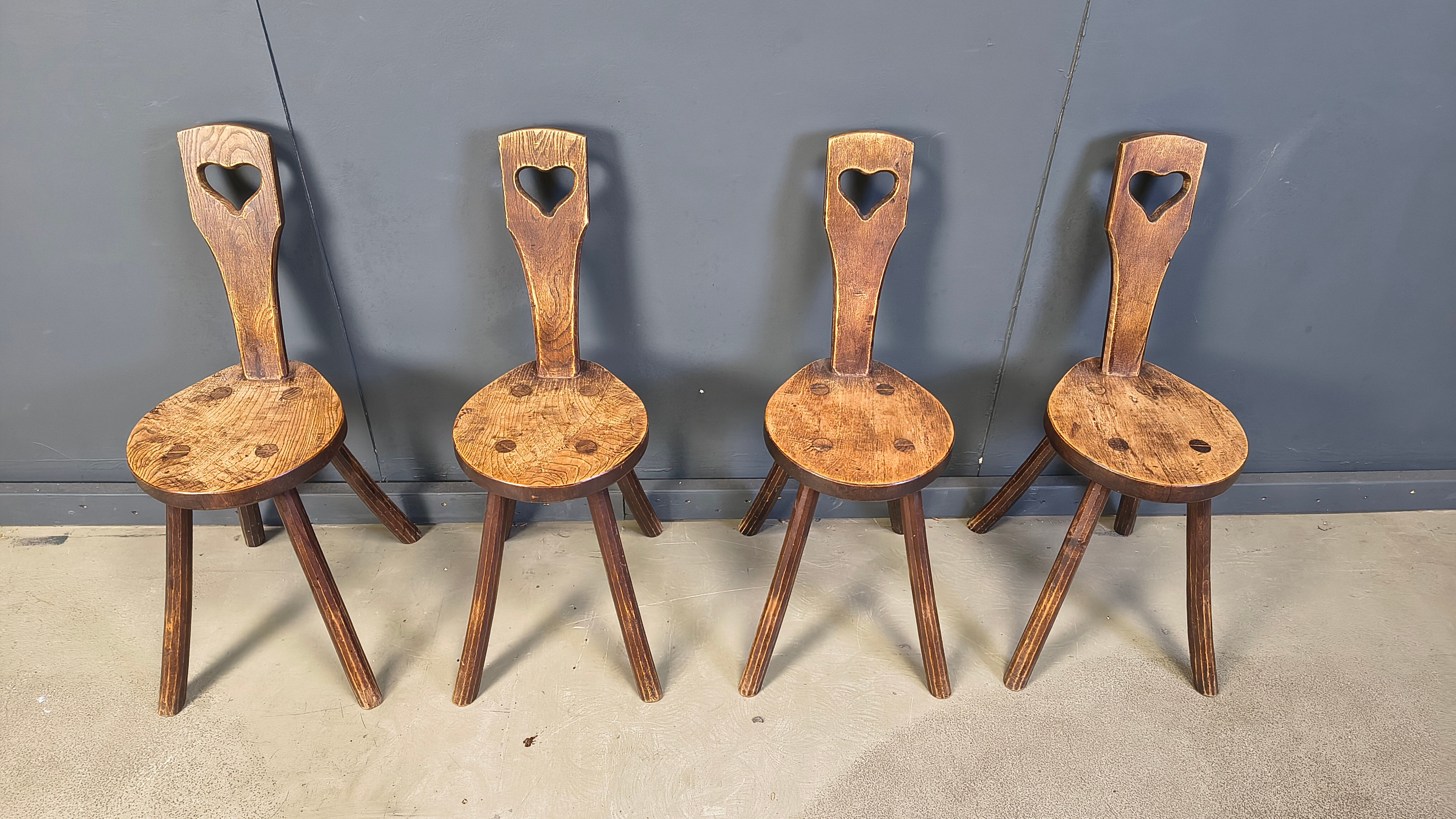 Vintage brutalist heart shaped chairs, 1960s