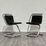 Chrome Tubular Steel Armchairs by Luigi Bardini, 1970s, Set of 2
