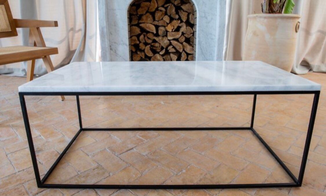 Rectangular coffee table in carrara white marble 120x60