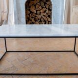 Rectangular coffee table in carrara white marble 120x60