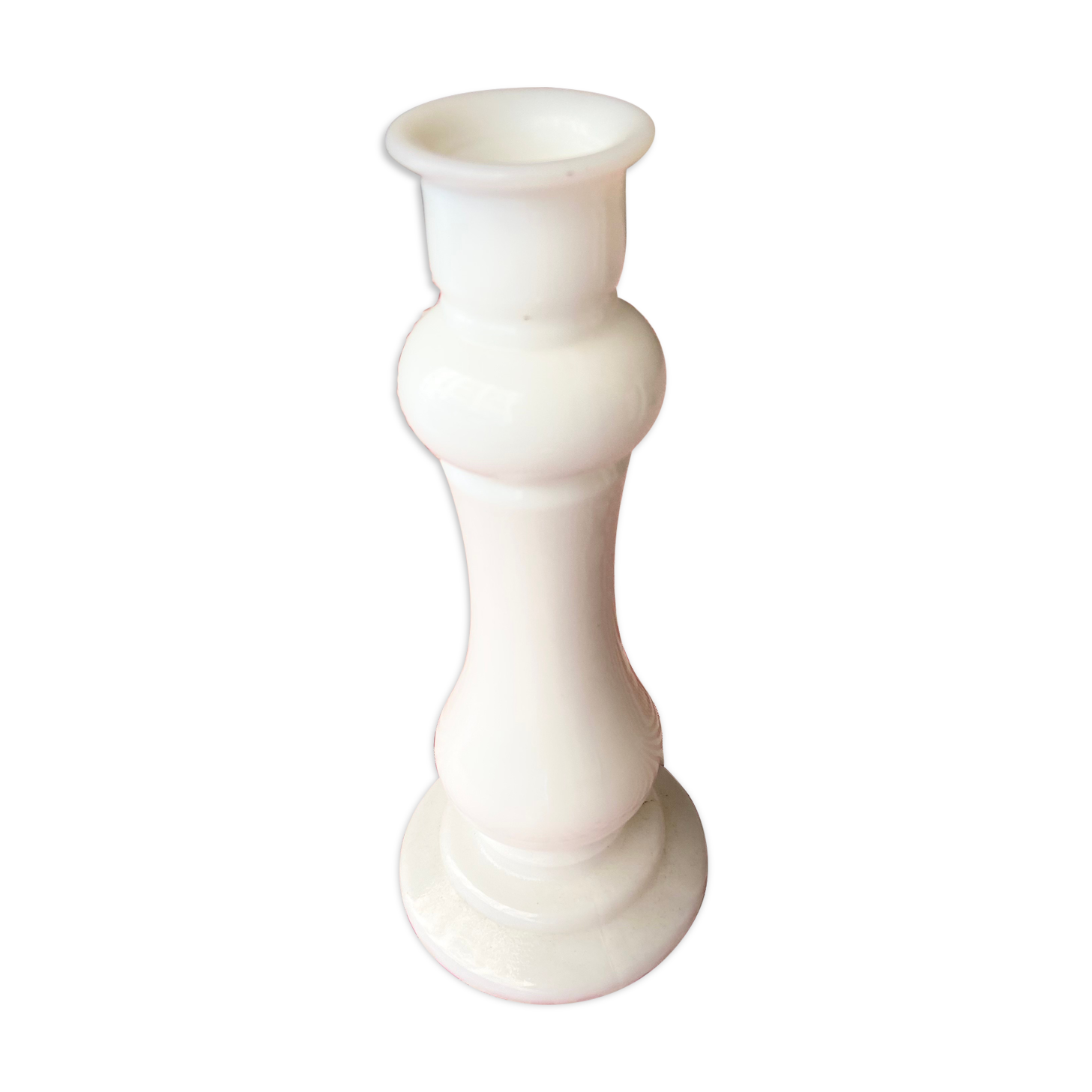 White opaline candle holder