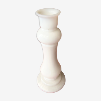 White opaline candle holder