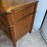 18th-century antique chest of drawers from the Louis XVI period in blonde walnut.