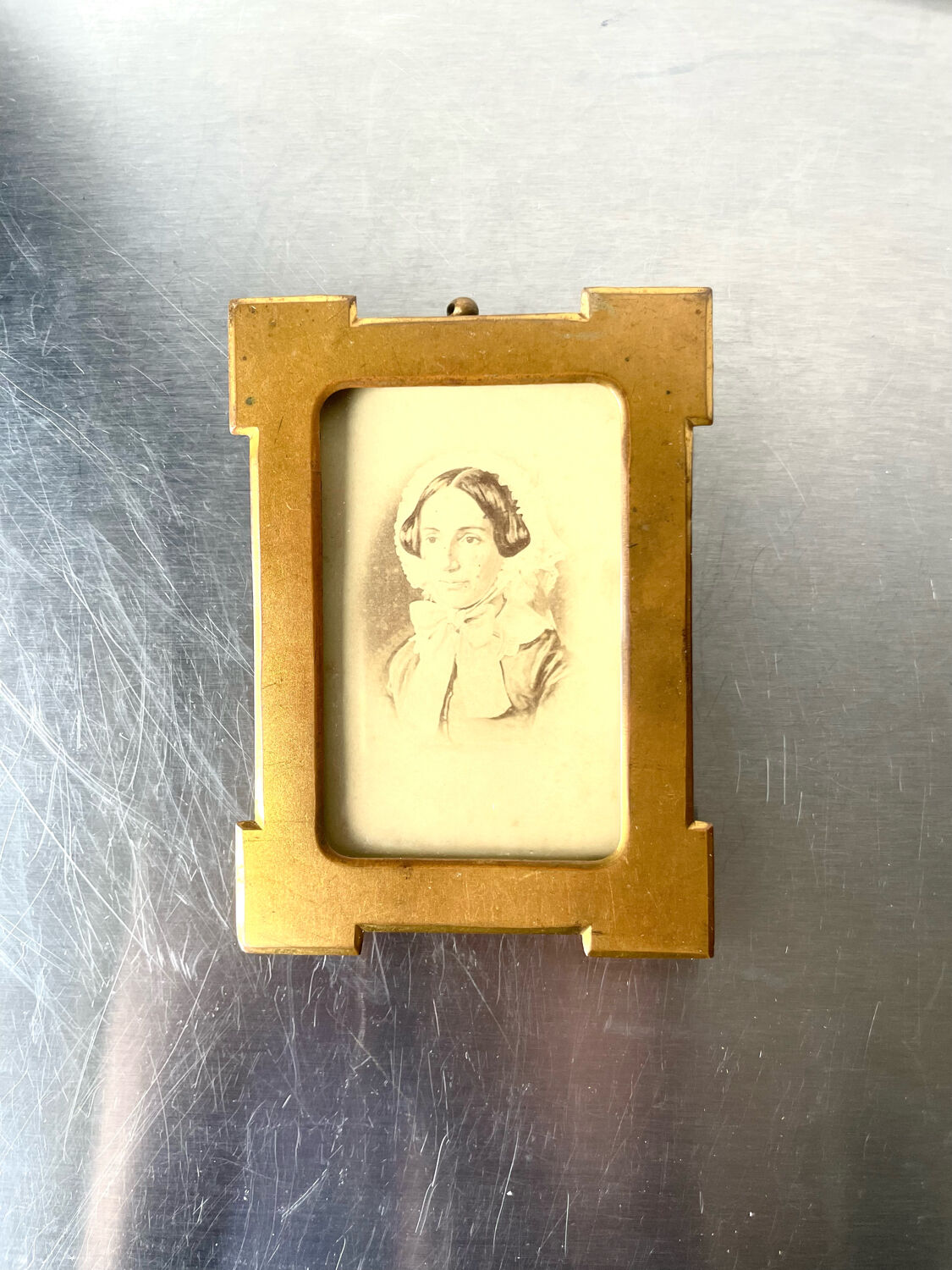 Antique  Metal Photo Frame gold colored brass  frame