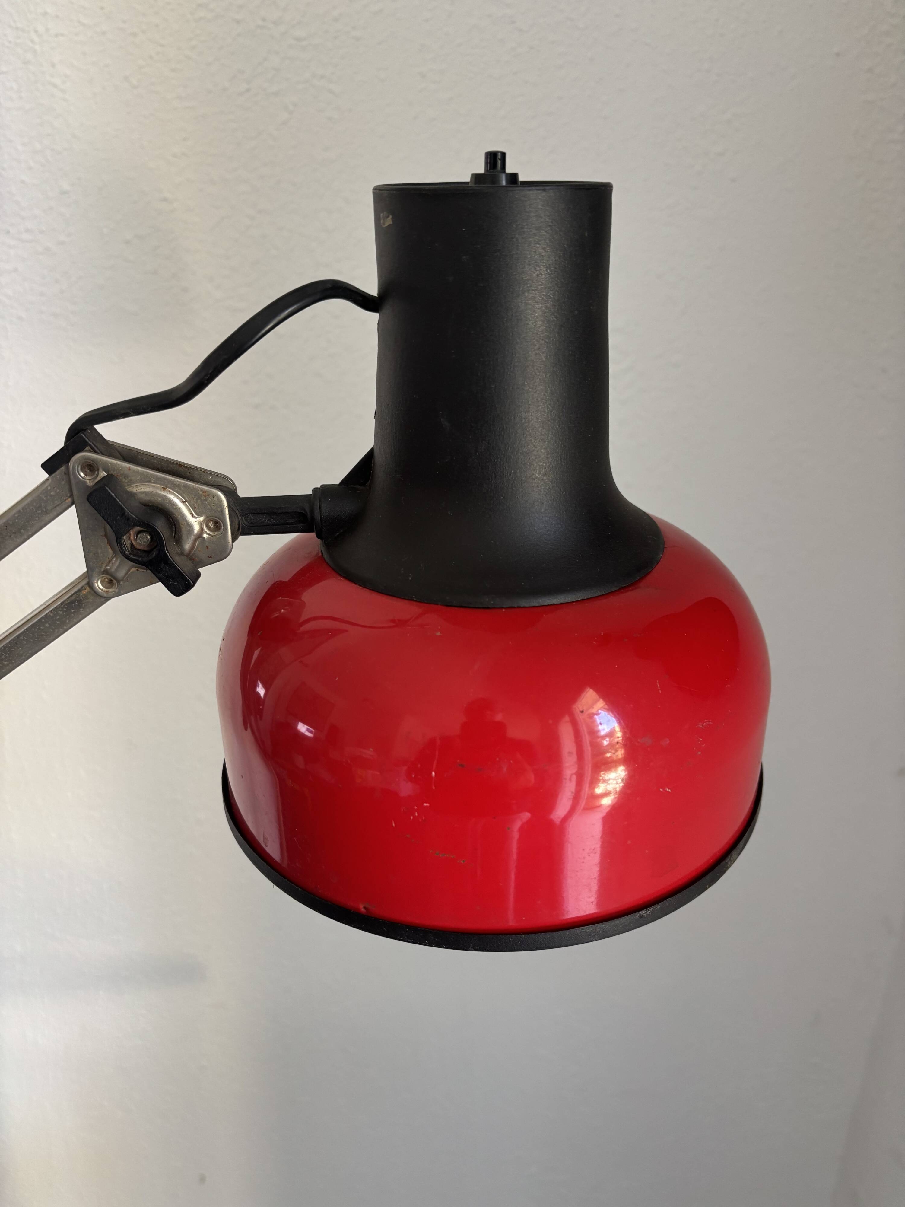 Vintage 1970 Lival P12 architect lamp Finland red steel - 65 cm