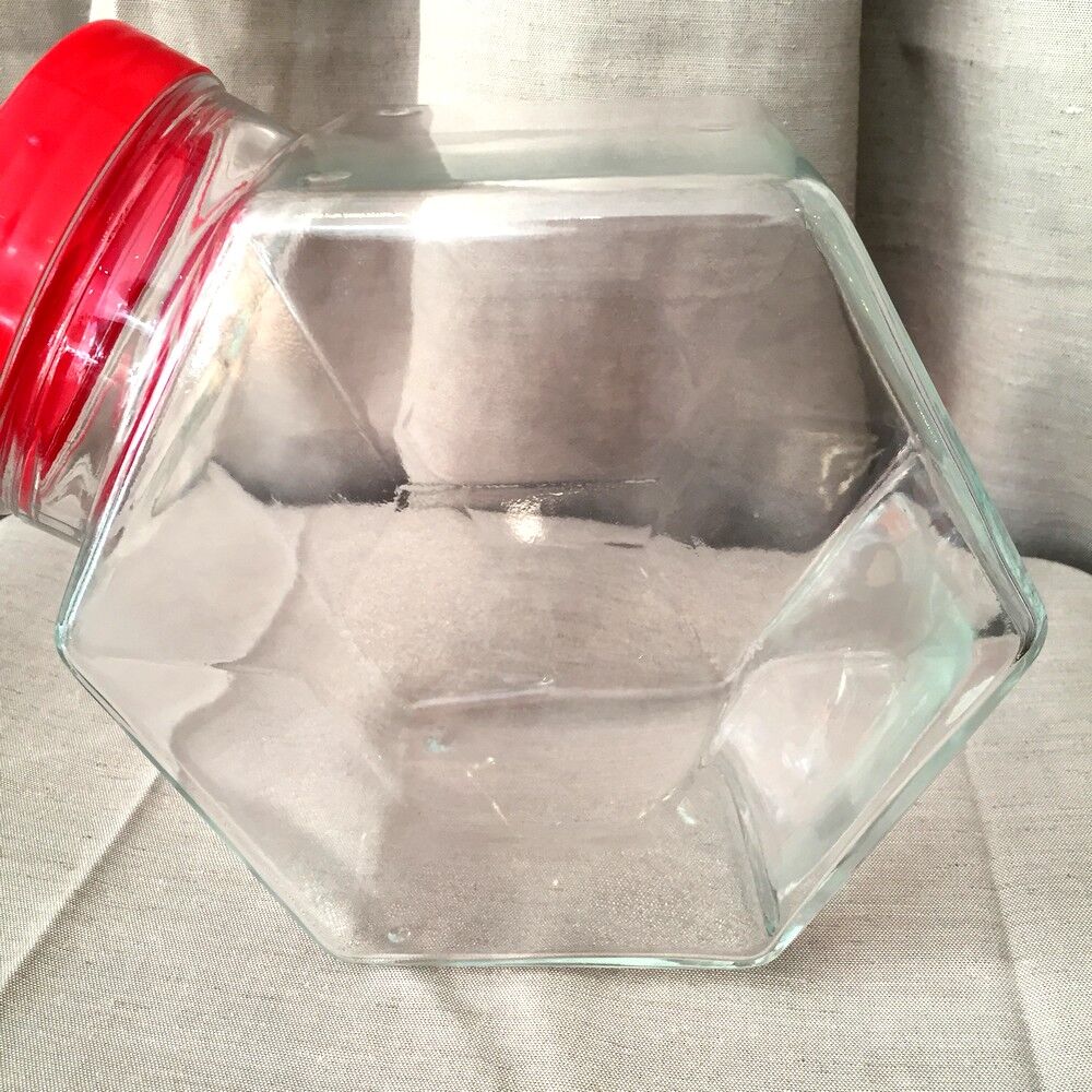 Glass candy jar red lid borgonovo italy