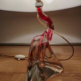 Lampe à poser vintage en verre torsadé