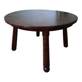 Round pine table by Georges Robert