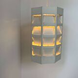 Vintage pendant light by Poul Gernes, matt white lacquered metal, by Poulsen Denmark 1960.