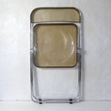 Vintage design folding chair in chrome and smoked polycarbonate