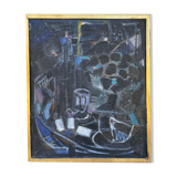 Tableau peinture moderne nature morte jeu de cartes