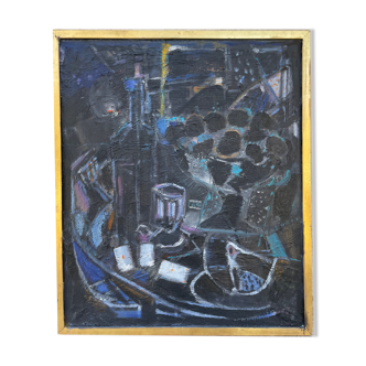 Tableau peinture moderne nature morte jeu de cartes