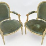 Pair of Louis XVI style convertible armchairs