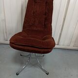 Set of 6 chrome velvet bucket chairs from the 70s