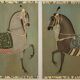 Painted canvas featuring a brown-coated Indian horse in profile. Contemporary.
