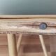 Vintage round rattan table, desk, tripod legs