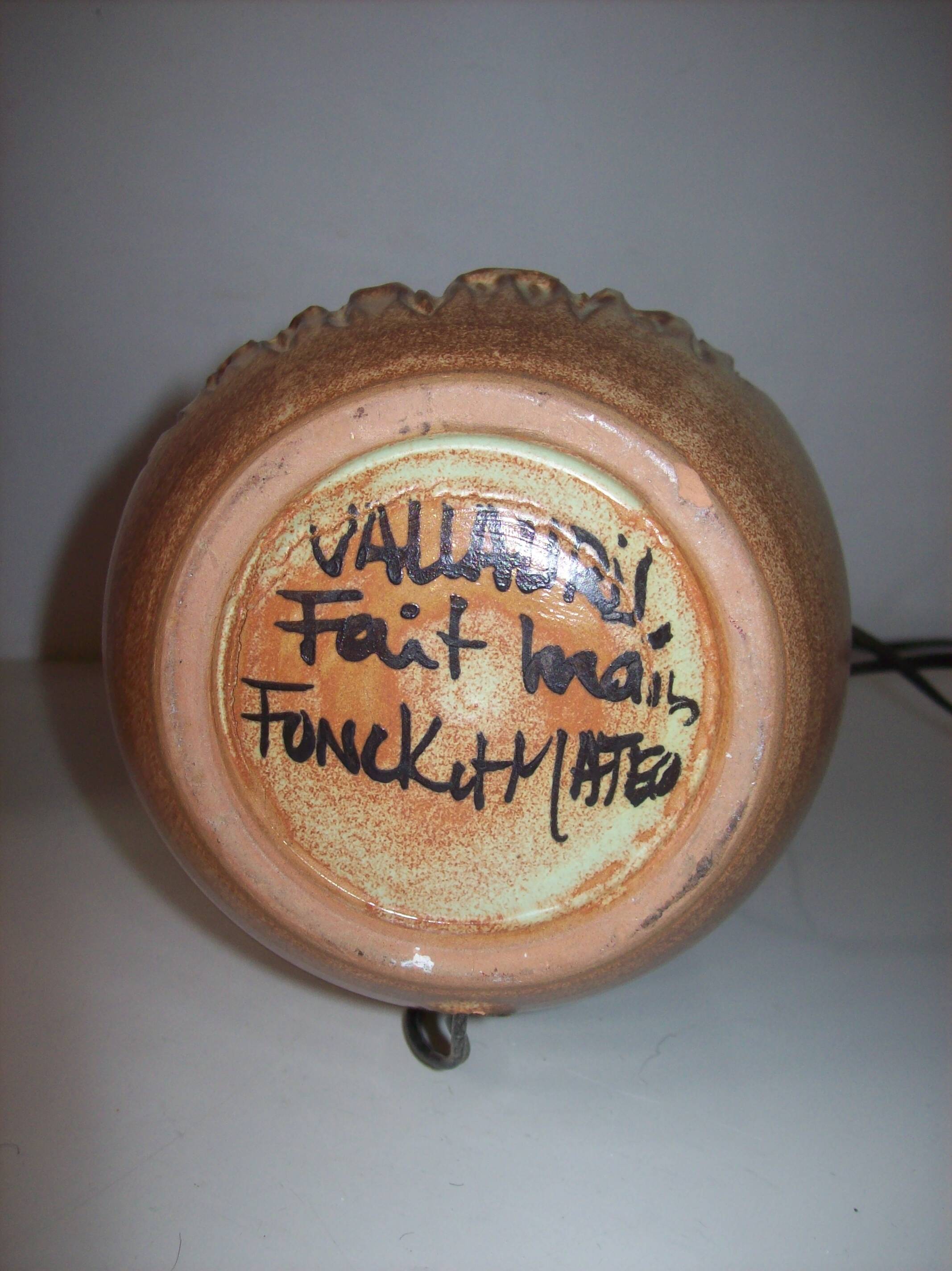 Owl lamp signed fonck and mateo vallauris