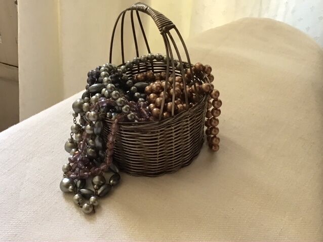Silver metal woven basket