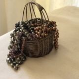 Silver metal woven basket