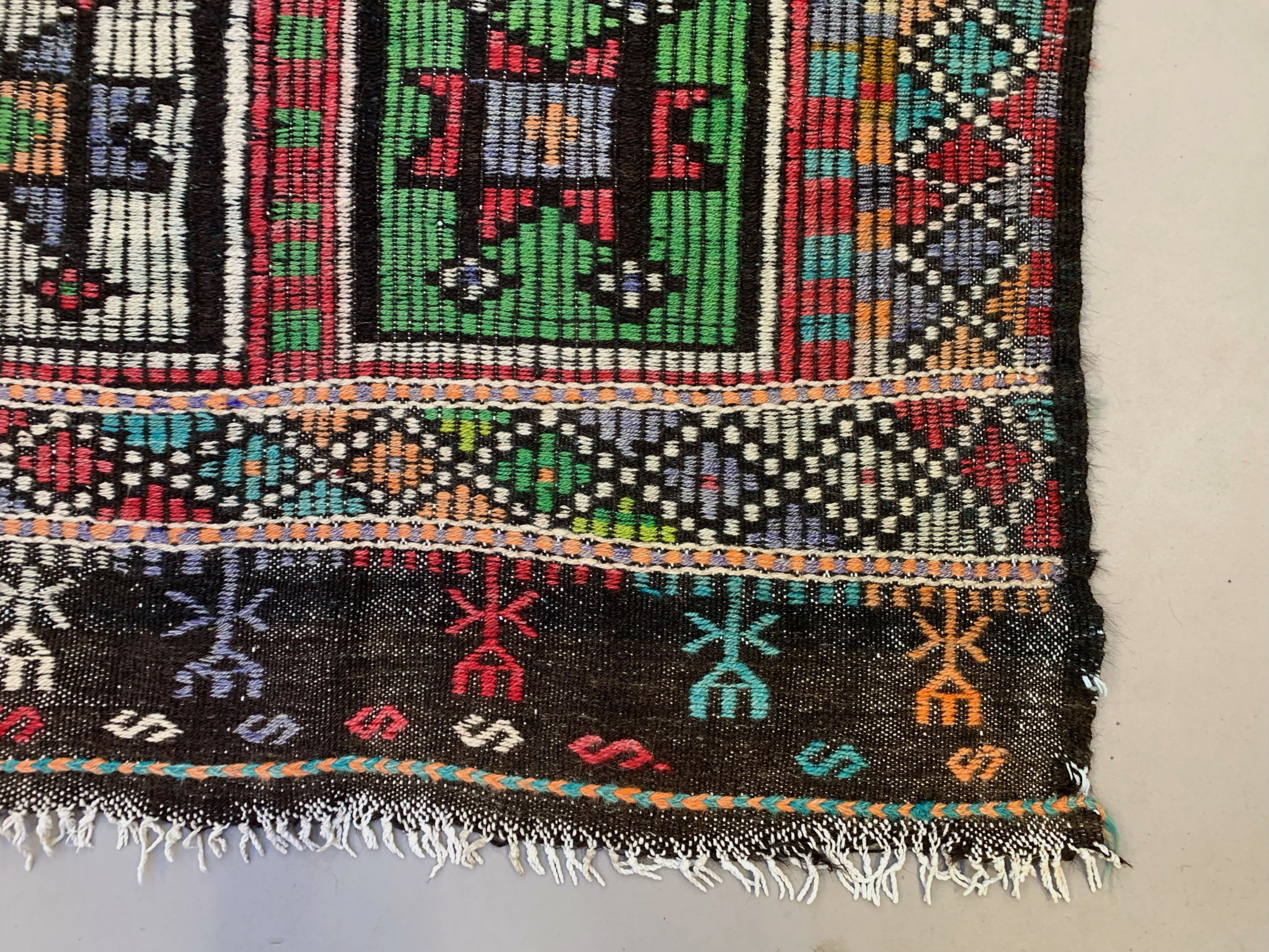 Large Vintage Turkish Kilim Rug 350x195 cm Wool Jajim Kelim