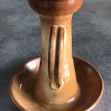 Vintage candle holder in glazed terracotta floral paint decoration