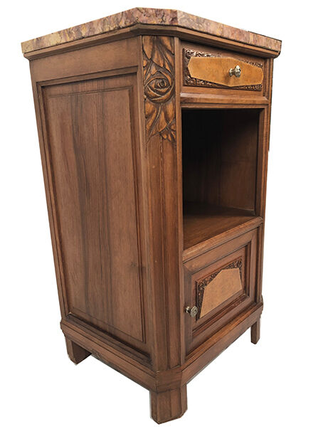 Bedside furniture wood and marble art deco period