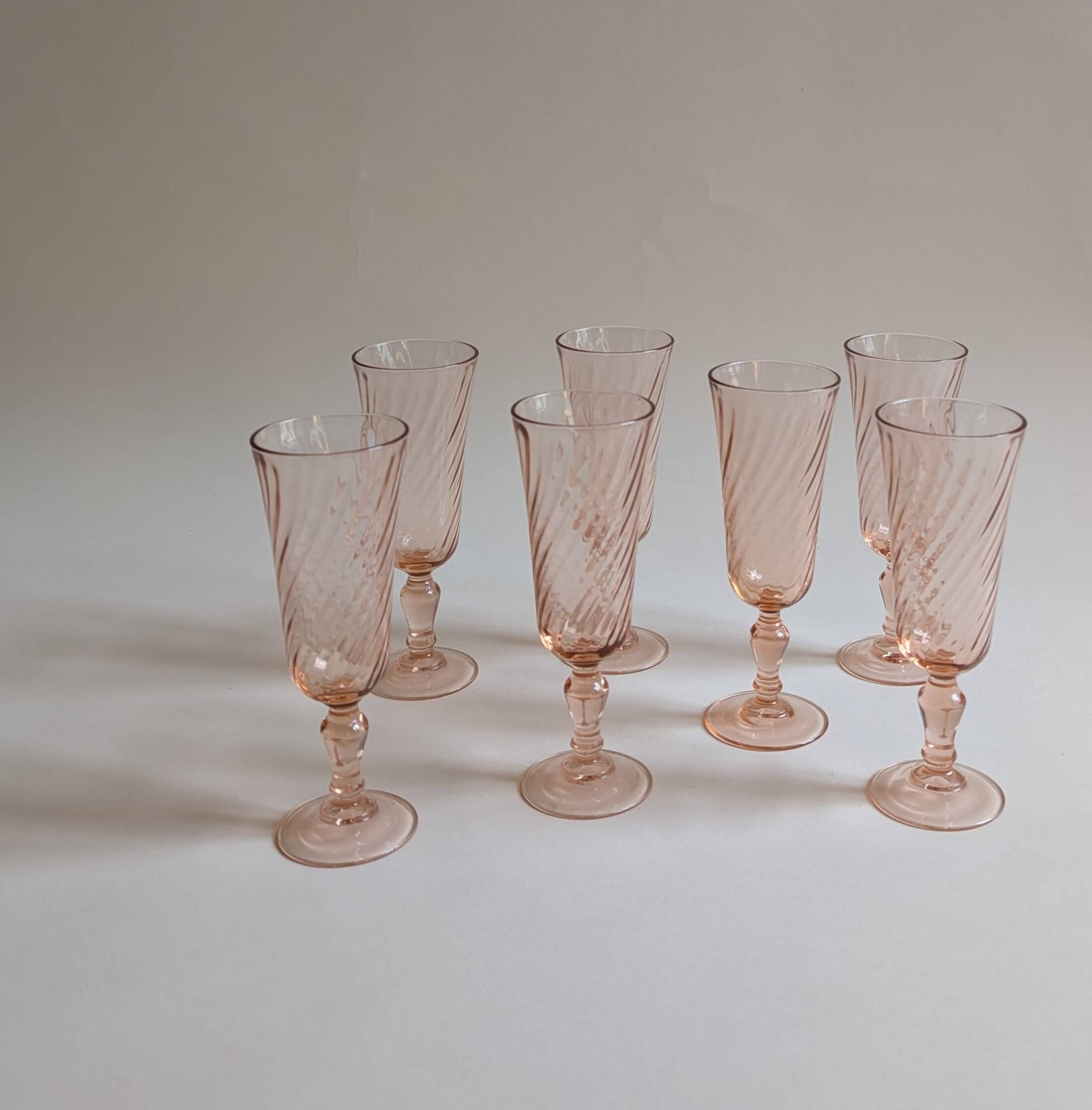 Flûtes Rosaline, Arcoroc France, années 70-80