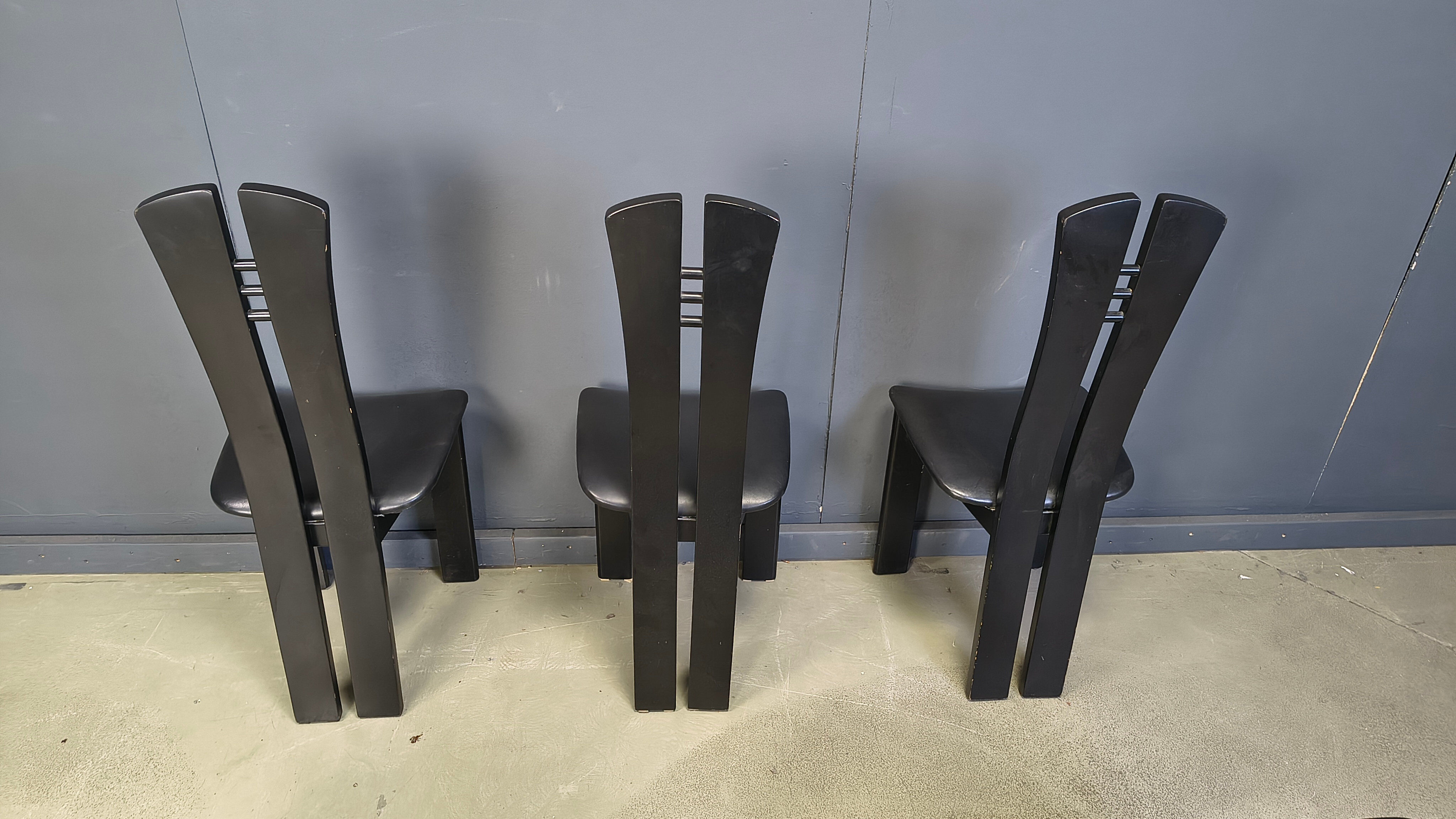 Post modern wooden dining chairs, 1980s - set of 6