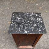 Louis Philippe mahogany bedside table from the 19th century with gray marble