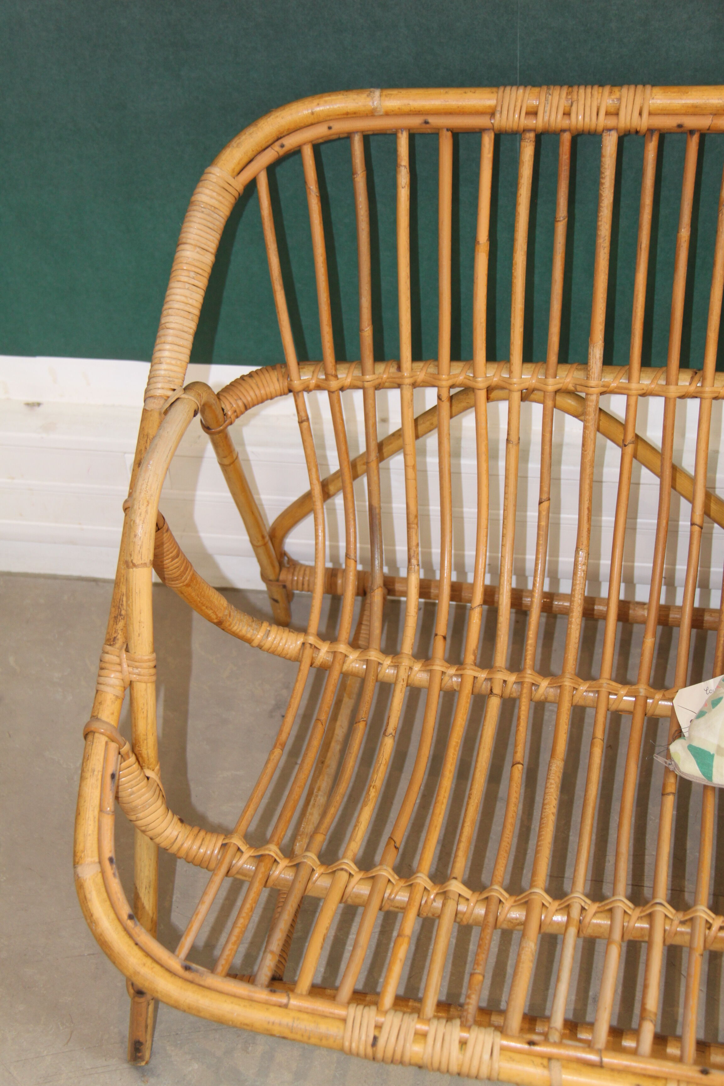 Vintage rattan bench