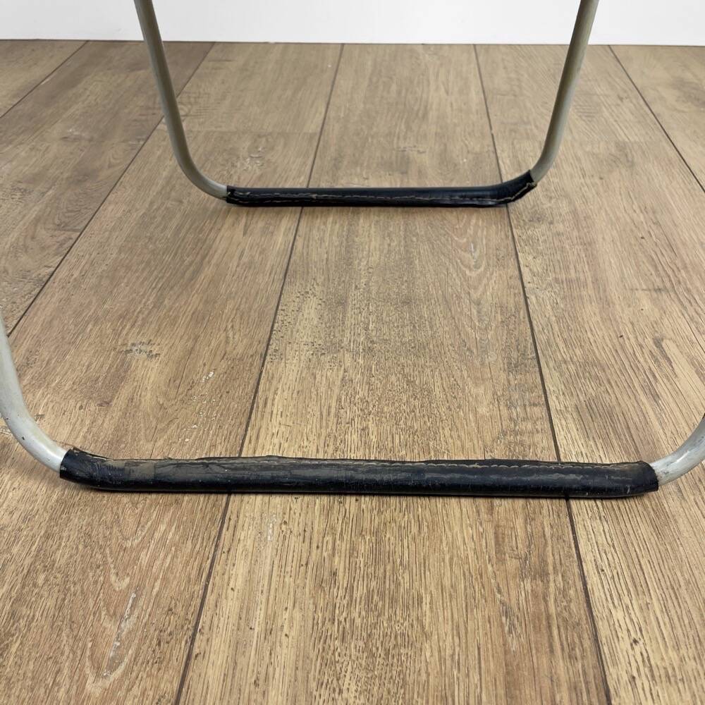 Vintage children's folding armchair in metal and striped canvas