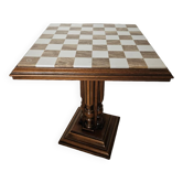 Onyx chess table on wooden stand