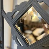 Porte manteau vestiaire art déco en bois patiné gris