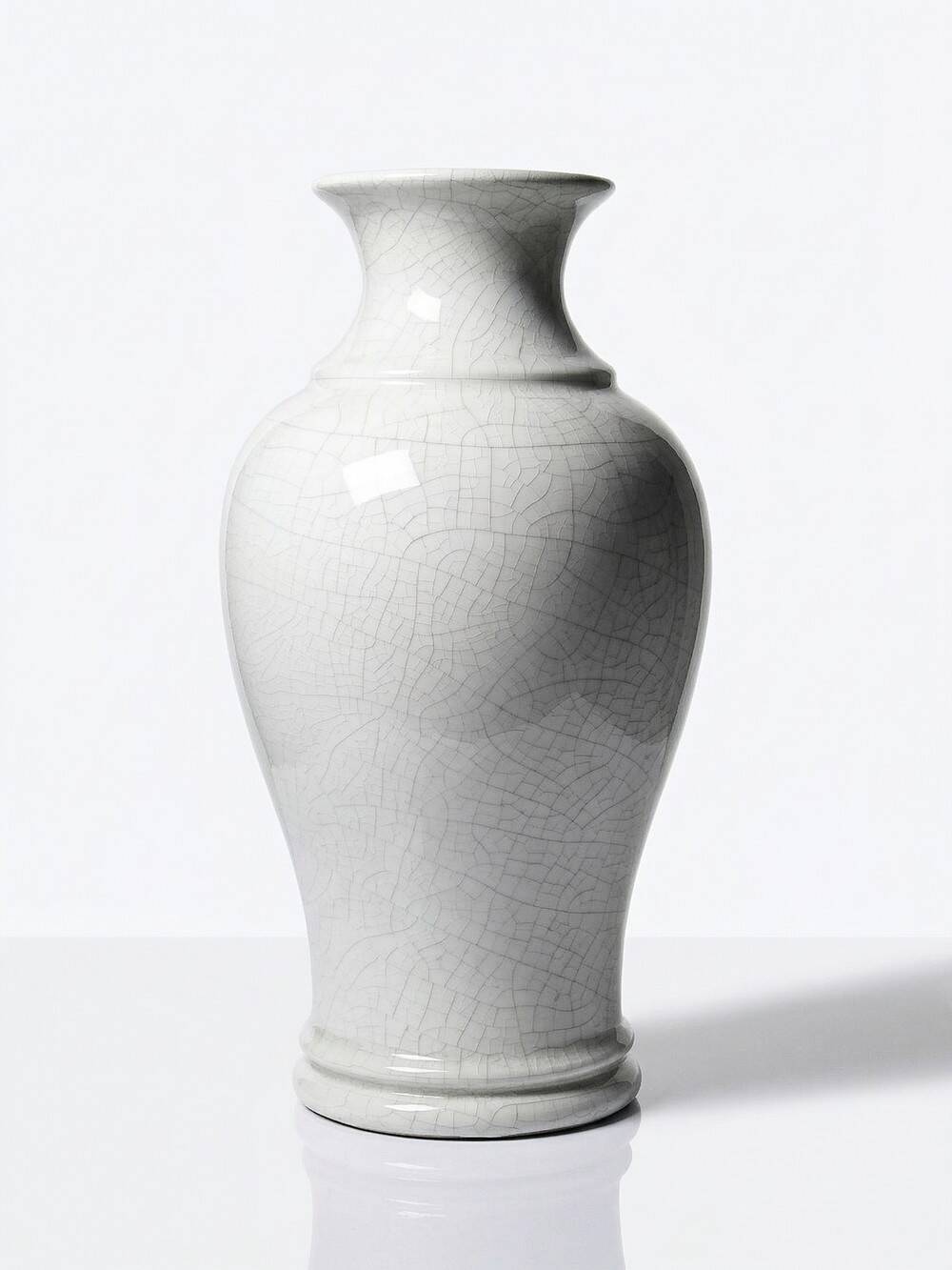 Large baluster vase in cracked white faience, Chinese style, 20th century.