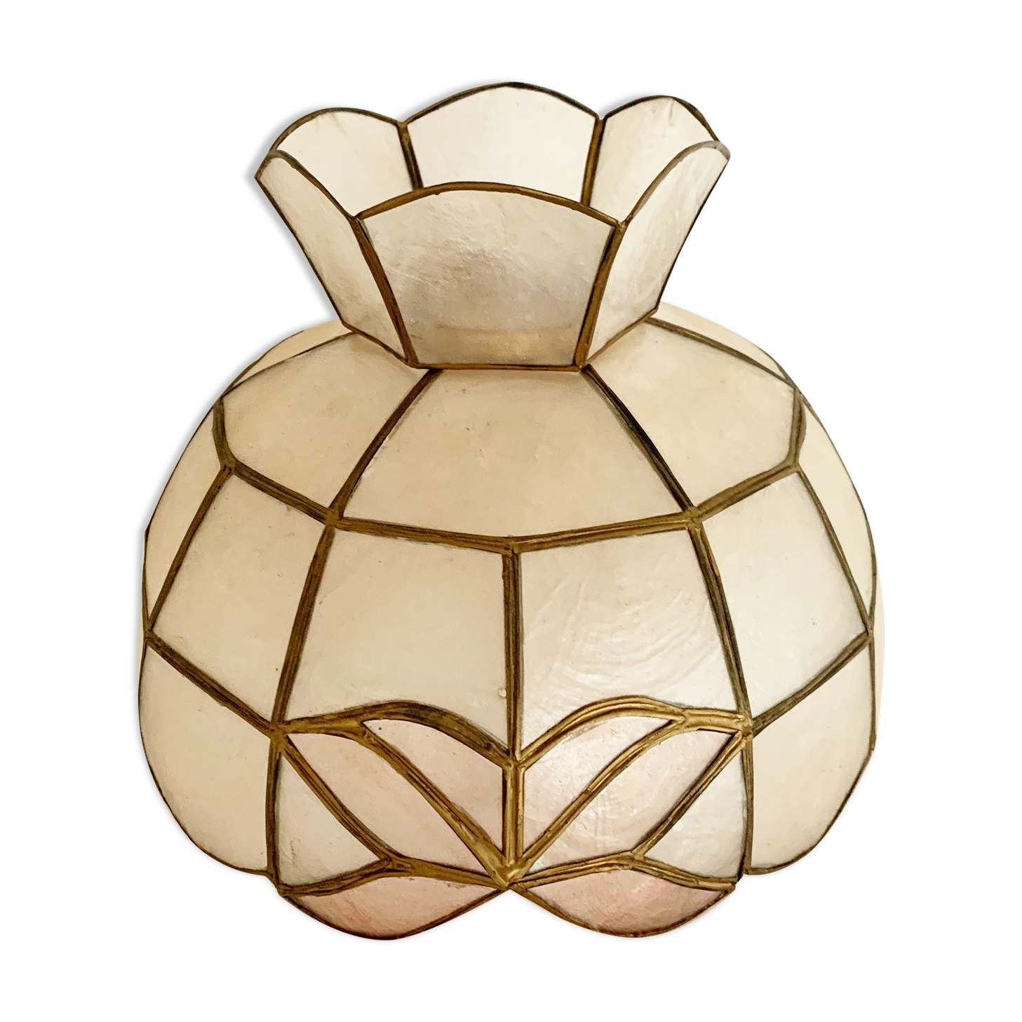 Vintage mother-of-pearl lampshade with pink flowers