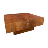 Square coffee table in elm magnifying glass 70s