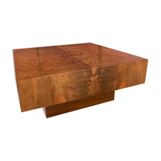 Square coffee table in elm magnifying glass 70s