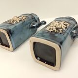 Oil and vinegar set in blue marbled style ceramic
