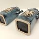Oil and vinegar set in blue marbled style ceramic