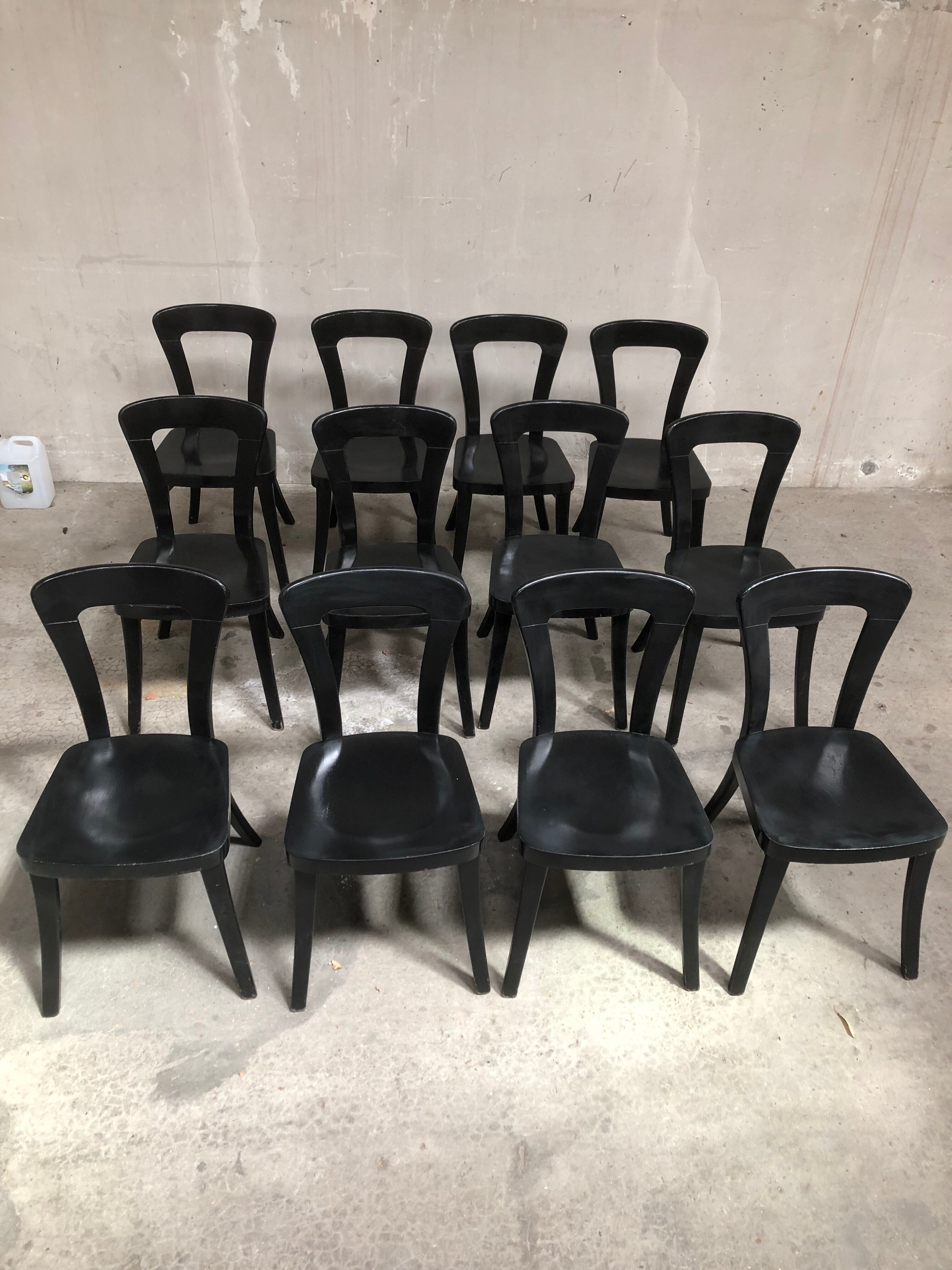 Series 12 black bistro chairs of the 70s