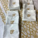 Vintage tablecloth and monogram napkins
