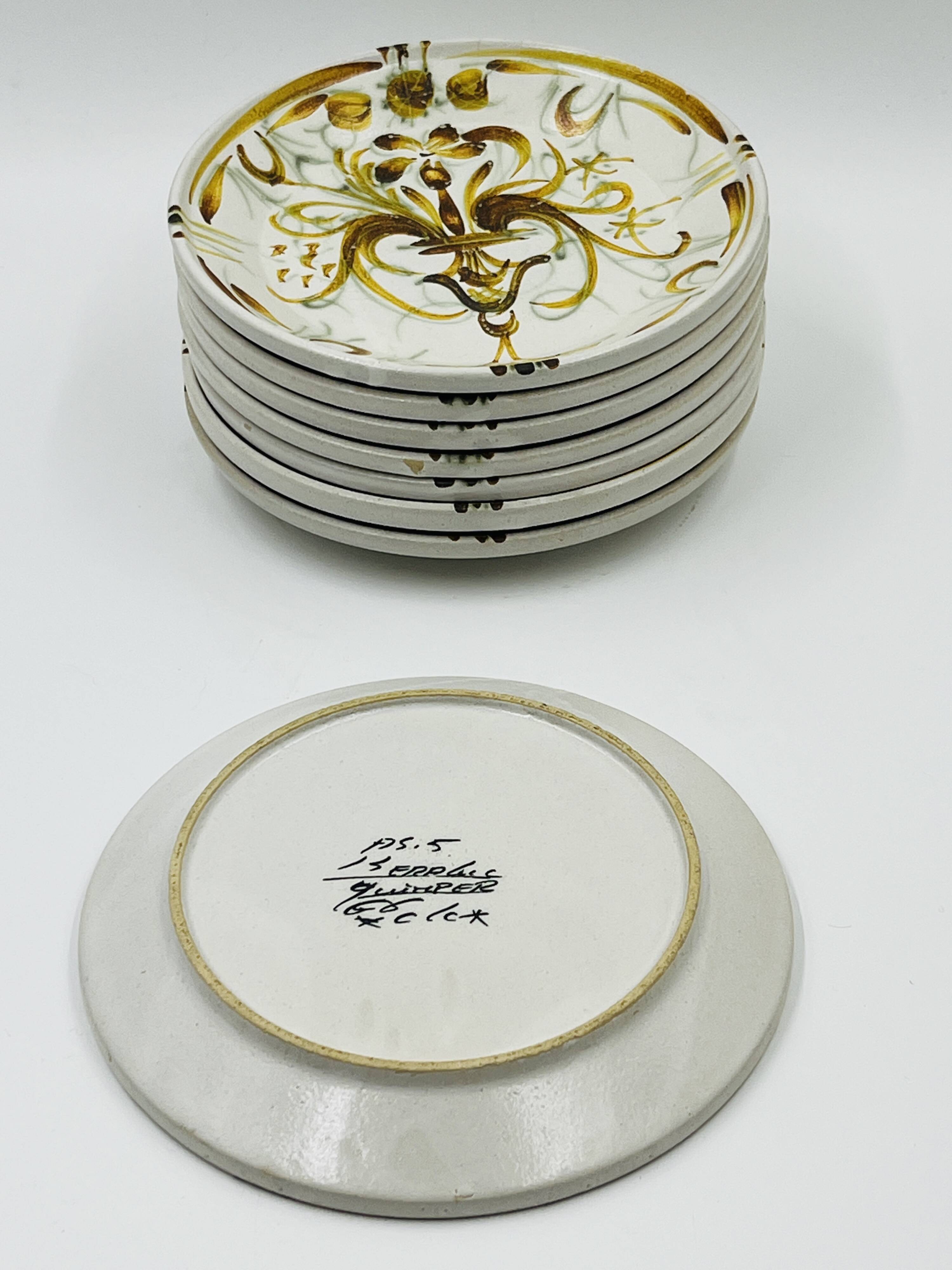 8 Dessert Plates Keraluc Quimper Renaissance 1960