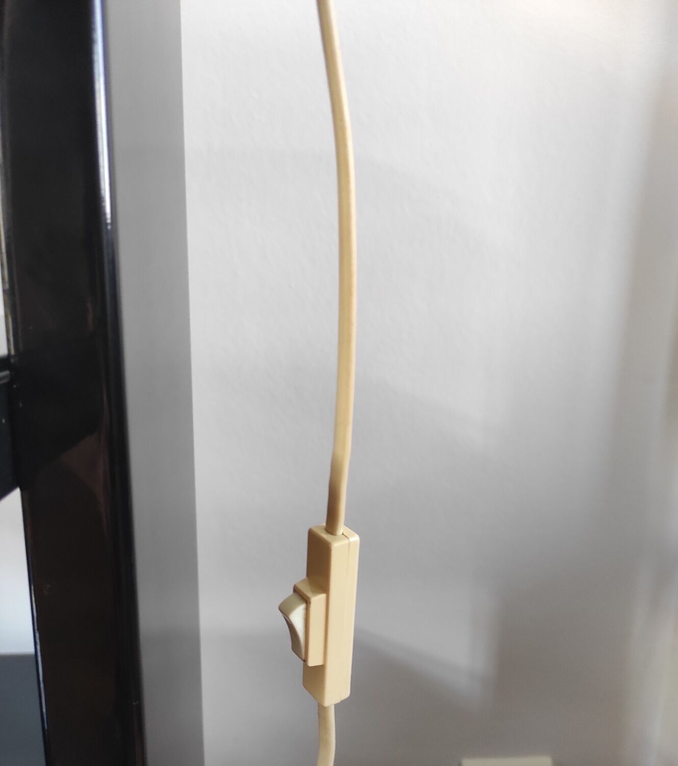 Vintage ceramic lamp signed & hand-painted silk shade 70s