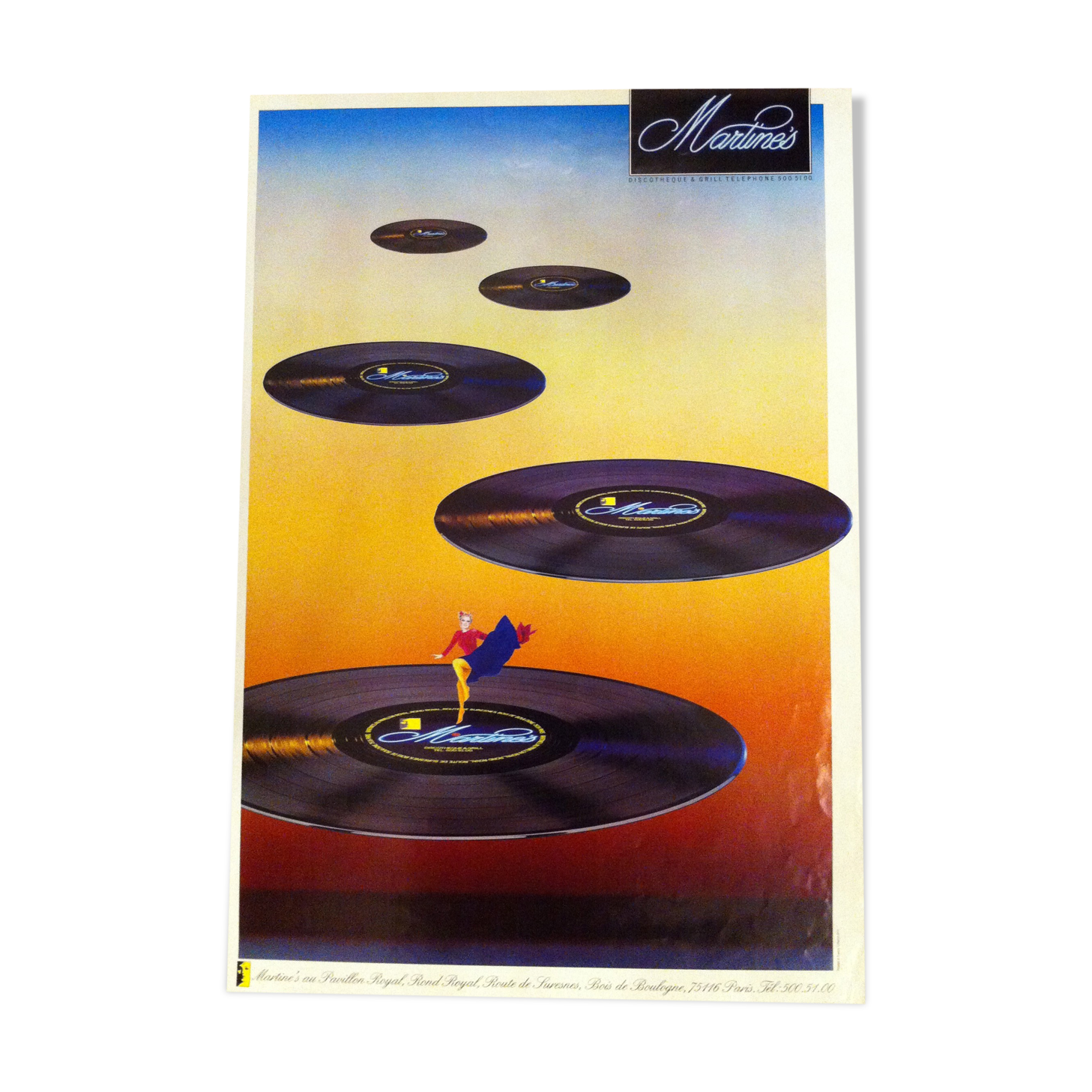 Affiche ancienne discothèque  "Martine's" Paris 16ème vintage